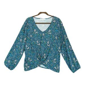 LOFT Blue Floral Blouse